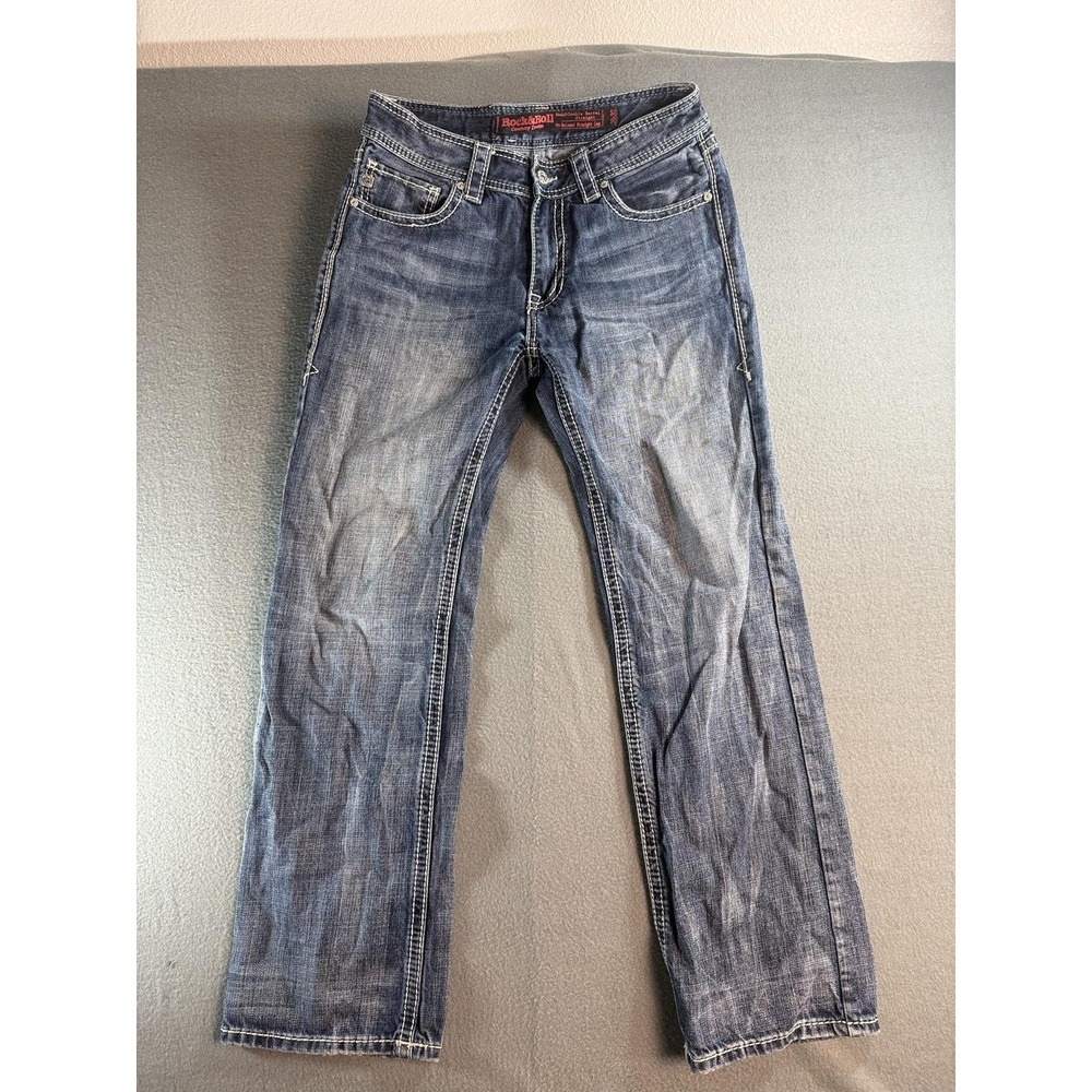 Rock & Roll Denim Double Barrel Jeans Mens 32x30 Med Wash Blue Relaxed Straight